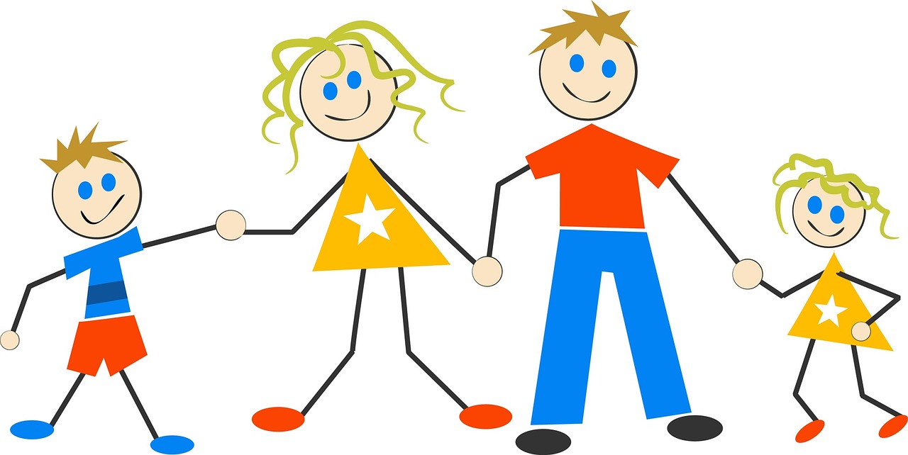 immagine stilizzata di una famiglia felice con bambini